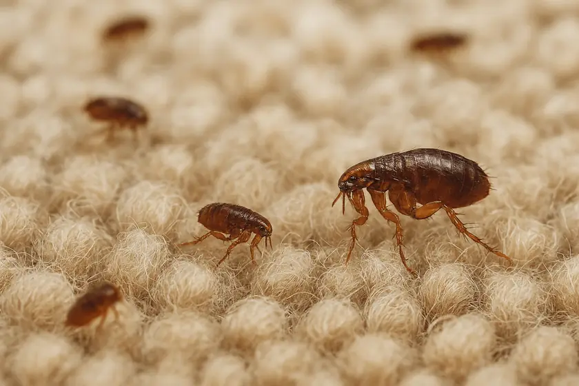 Fleas on a carpet, treated by our flea control in Johannesburg